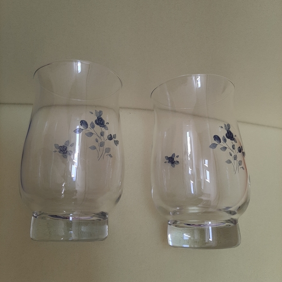 Pfaltzgraff Poetry Blue Rose Pattern drinking glasses set of 2 TUMBLERS - Picture 7 of 15